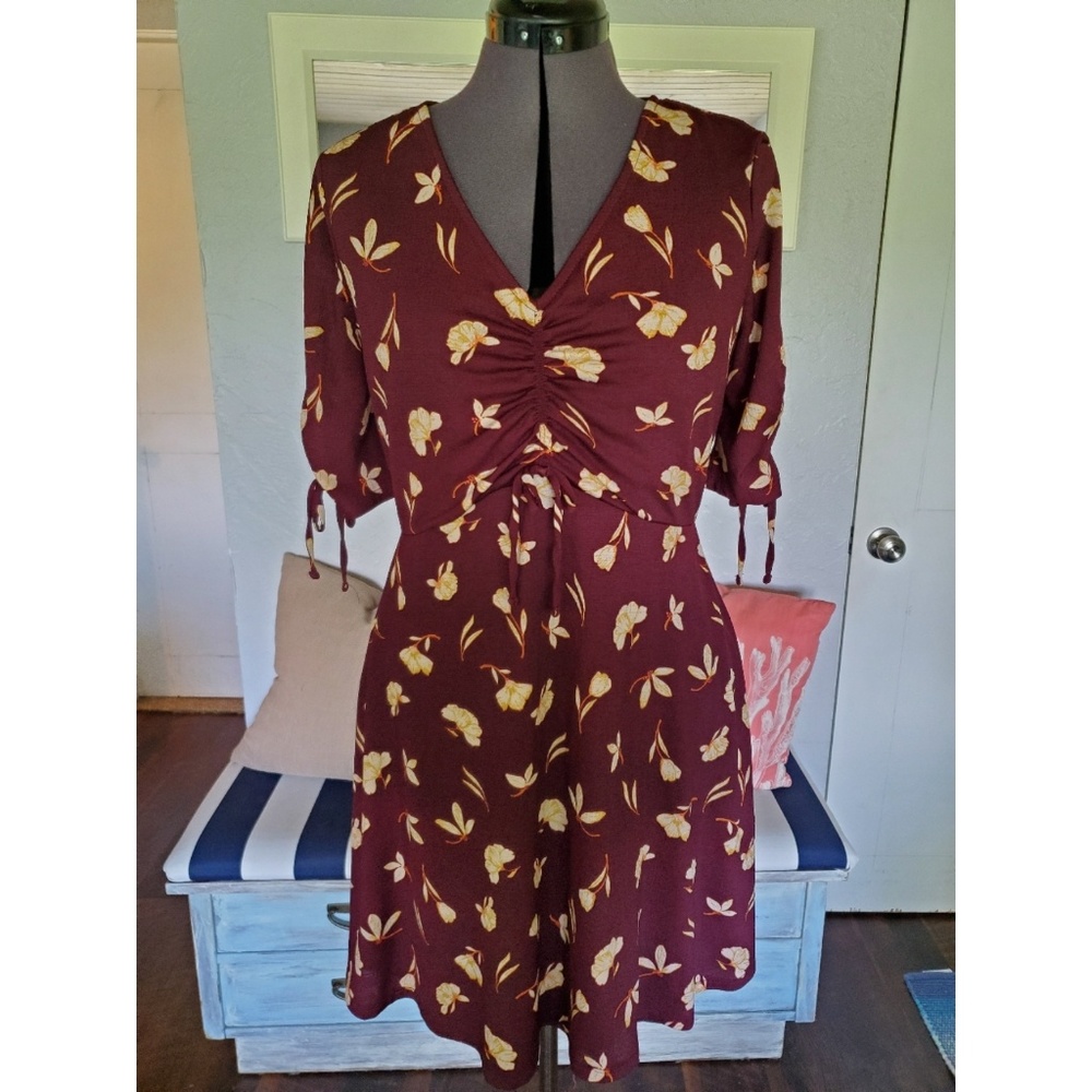 LC Floral Comfy Maroon Dress